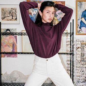 NEW! Los Angeles Apparel Women's Plum Long Sleeve Top